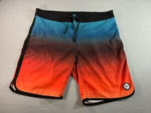 Ron Jon Surf Shop Boardshorts Men’s 38 Sunset Ombre Red Orange Blue